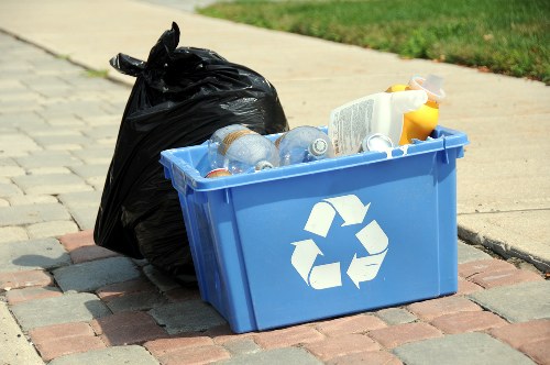 Recyclable materials being sorted at a facility