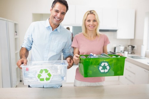 Professional rubbish clearance team at work